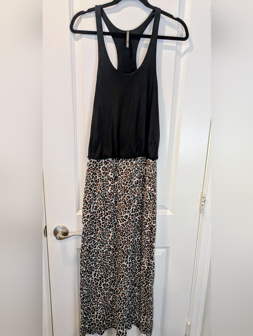 Victoria’s Secret Black Racerback Leopard Print Maxi Dress S/P